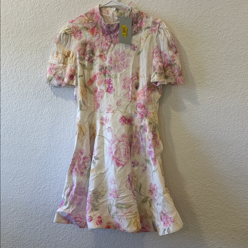 ANTONIO MELANI Floral Mini Dress - Pink and Cream